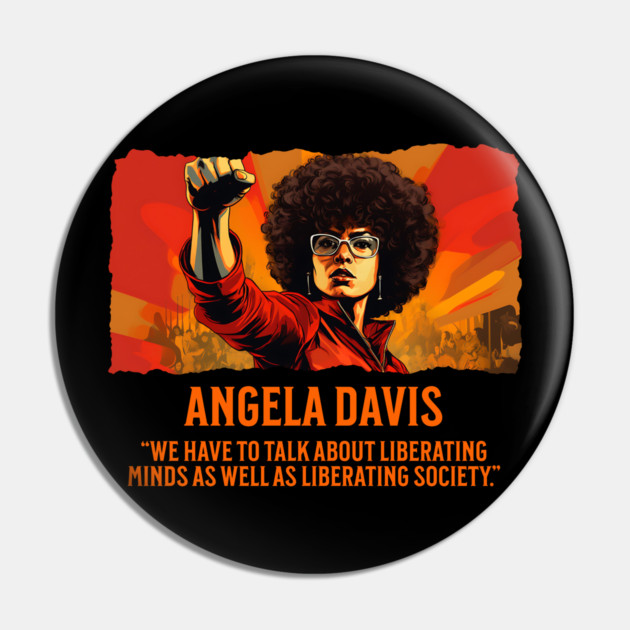 Angela Davis - Comic Style, Black History Pin by UrbanLifeApparel