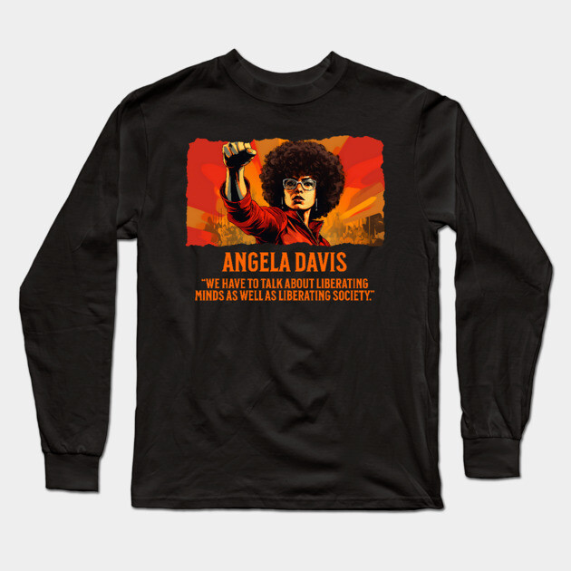 Angela Davis - Comic Style, Black History Long Sleeve T-Shirt by UrbanLifeApparel