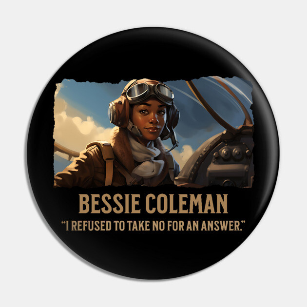 Bessie Coleman - Comic Style - Black History Pin by UrbanLifeApparel