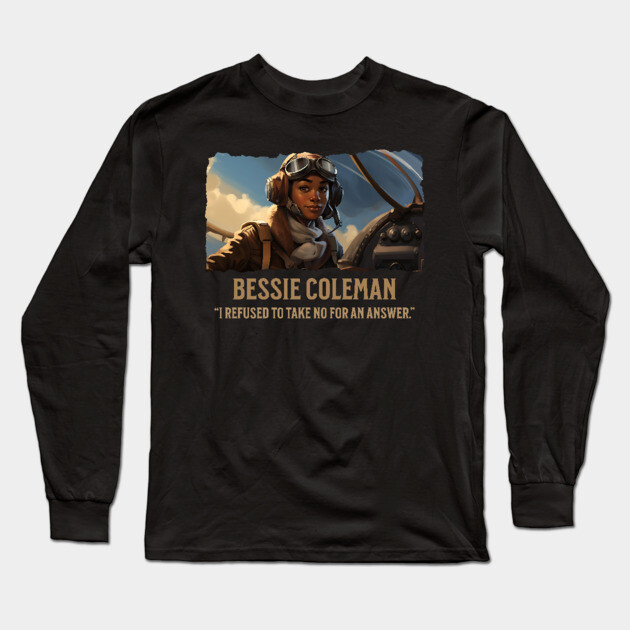 Bessie Coleman - Comic Style - Black History Long Sleeve T-Shirt by UrbanLifeApparel