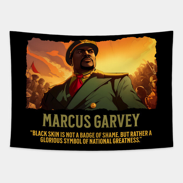 Marcus Garvey - Comic Style - Black History Tapestry by UrbanLifeApparel