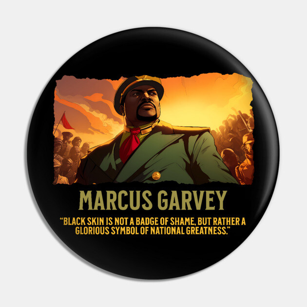 Marcus Garvey - Comic Style - Black History Pin by UrbanLifeApparel