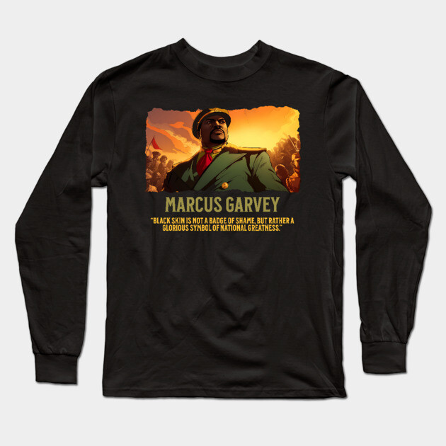 Marcus Garvey - Comic Style - Black History Long Sleeve T-Shirt by UrbanLifeApparel