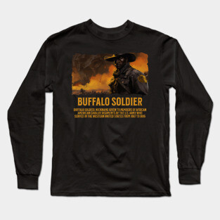 BUFFALO SOLDIER, Comic Style, Black History Long Sleeve T-Shirt