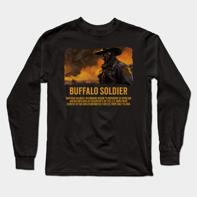 BUFFALO SOLDIER, Comic Style, Black History Long Sleeve T-Shirt by UrbanLifeApparel