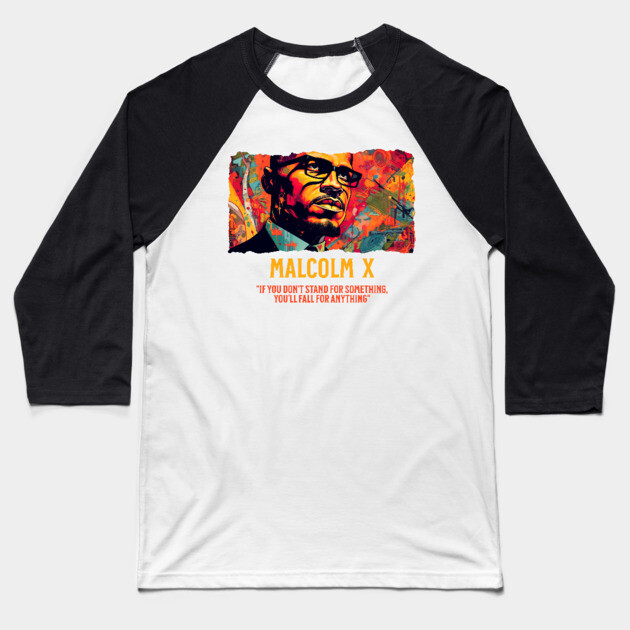 Malcolm X, Black History, Comic Style Baseball T-Shirt by UrbanLifeApparel