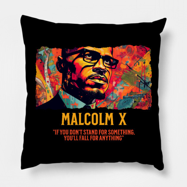 Malcolm X, Black History, Comic Style Pillow by UrbanLifeApparel