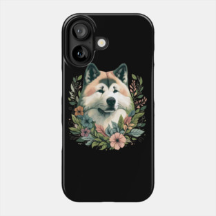Floral Akita Dog Art Phone Case