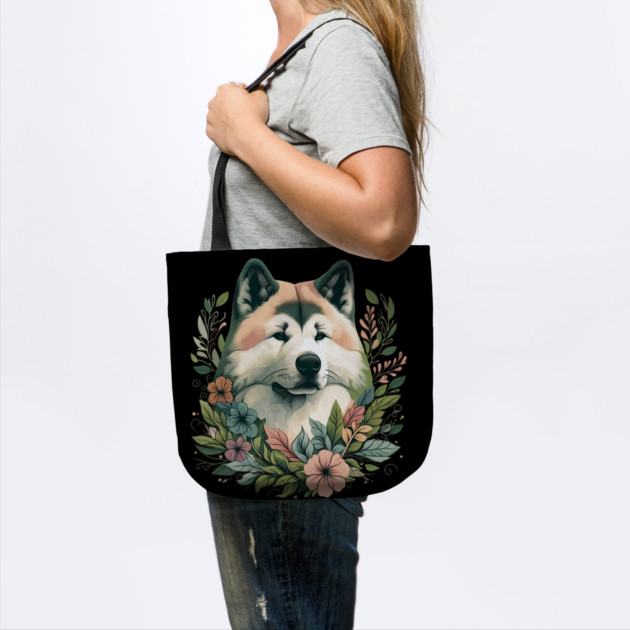 Floral Akita Dog Art by BirdsnStuff