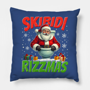 Skibidi Rizzmas Funny Santa Claus Pillow