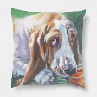 Basset Hound Fine Art Painting Pillow