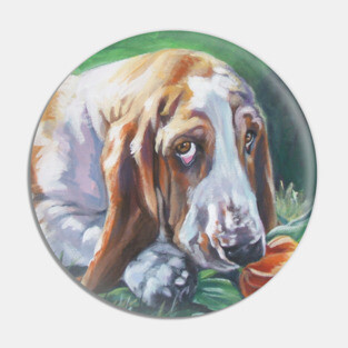Basset Hound Fine Art Painting Pin
