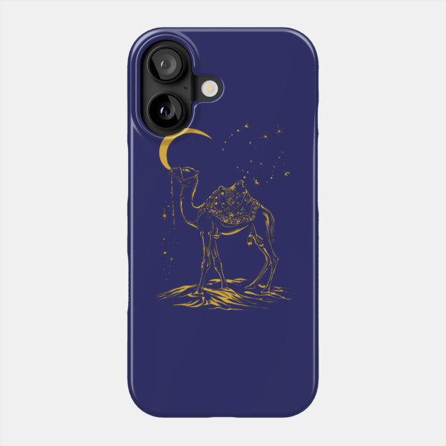 Gold Camel Grazing Arabian Night Phone Case by TuncGK