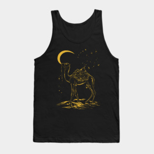 Gold Camel Grazing Arabian Night Tank Top