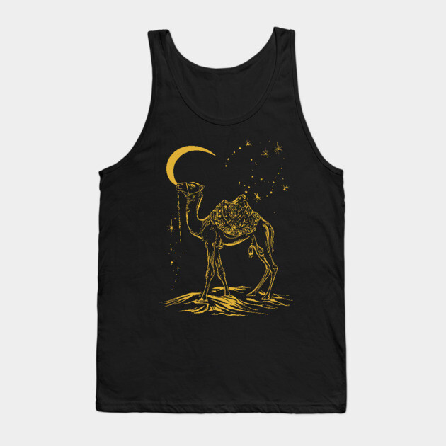 Gold Camel Grazing Arabian Night Tank Top by TuncGK