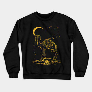 Gold Camel Grazing Arabian Night Crewneck Sweatshirt
