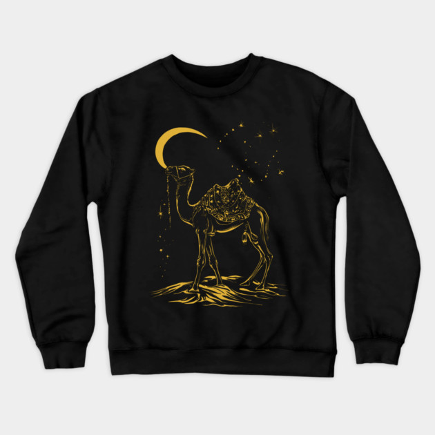 Gold Camel Grazing Arabian Night Crewneck Sweatshirt by TuncGK