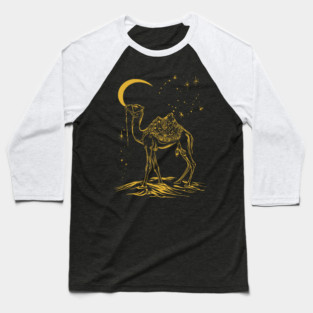 Gold Camel Grazing Arabian Night Baseball T-Shirt