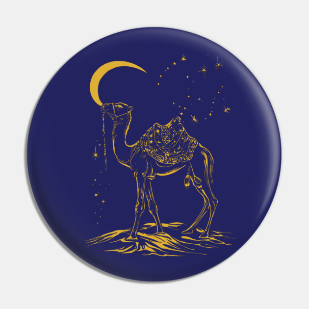 Gold Camel Grazing Arabian Night Pin by TuncGK