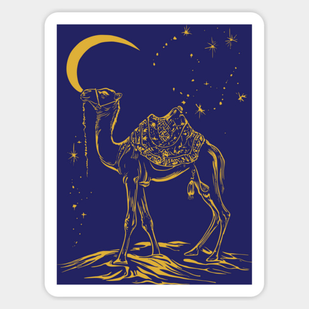 Gold Camel Grazing Arabian Night Magnet by TuncGK