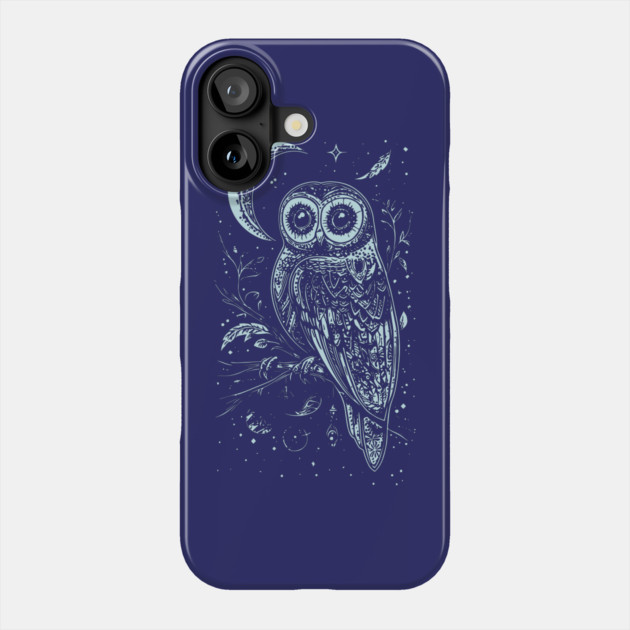 Barn Owl at Night - Neo Folk Boho Style Phone Case by TuncGK