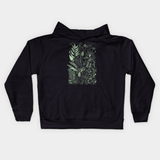 Botany - Ferns Herbs Mushrooms Plants - Neo Folk Boho Style Kids Hoodie