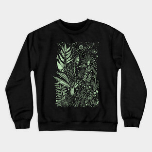 Botany - Ferns Herbs Mushrooms Plants - Neo Folk Boho Style Crewneck Sweatshirt