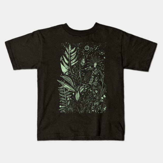 Botany - Ferns Herbs Mushrooms Plants - Neo Folk Boho Style Kids T-Shirt by TuncGK
