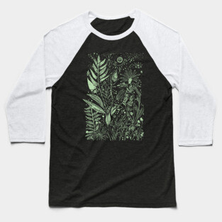 Botany - Ferns Herbs Mushrooms Plants - Neo Folk Boho Style Baseball T-Shirt
