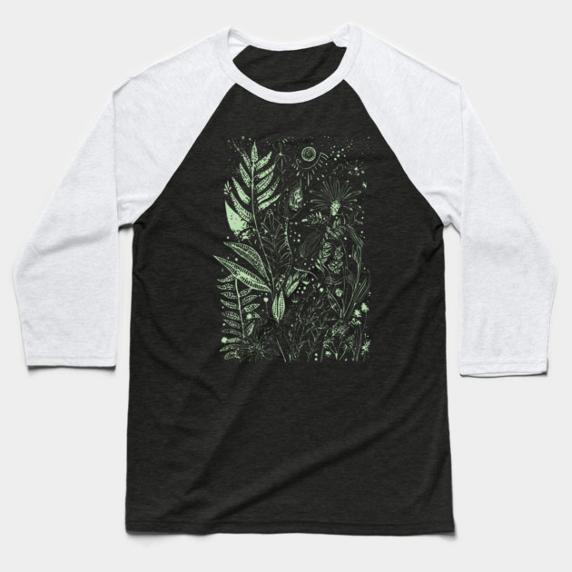 Botany - Ferns Herbs Mushrooms Plants - Neo Folk Boho Style Baseball T-Shirt by TuncGK