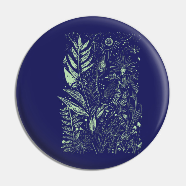 Botany - Ferns Herbs Mushrooms Plants - Neo Folk Boho Style Pin by TuncGK
