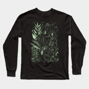 Botany - Ferns Herbs Mushrooms Plants - Neo Folk Boho Style Long Sleeve T-Shirt