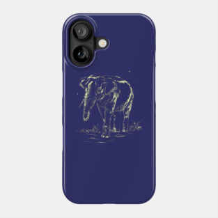 Elephant Grazing at Night - Neo Folk Boho Style Phone Case