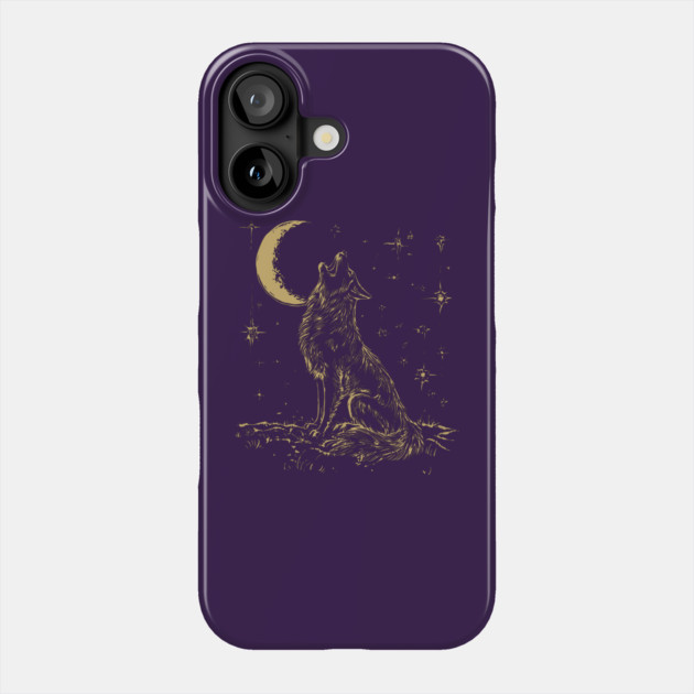 Howling Wolf at Night - Neo Folk Boho Style Phone Case by TuncGK