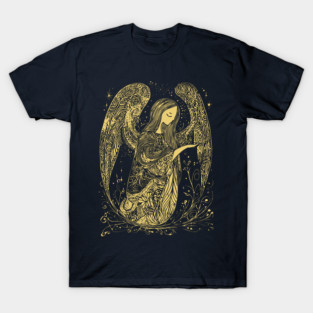 Lonely Angel at Night - Neo Folk Boho Style T-Shirt