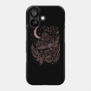 Nocturnal Mushroom at Night - Neo Folk Boho Style Phone Case