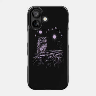 Pastel Purple Owl at Night - Neo Folk Boho Style Phone Case