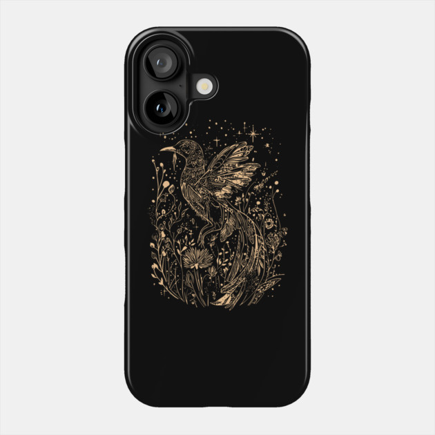 Gold Phoenix Awakening - Neo Folk Boho Style Phone Case by TuncGK
