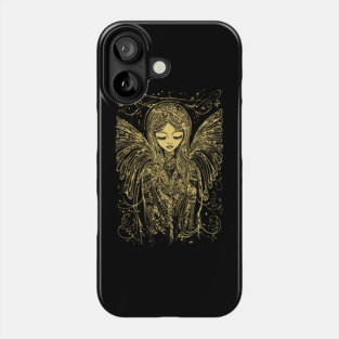 Sad Angel Line Art - Neo Folk Boho Style Phone Case