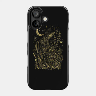 Shrooming Rabbit Line Art - Neo Folk Boho Style Phone Case