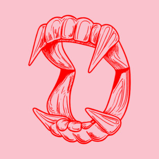Show Me Your Teeth | Joke Vampire Fangs in red T-Shirt