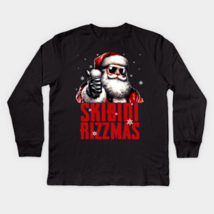 skibidi rizzmas santa funny vintage style Kids Long Sleeve T-Shirt