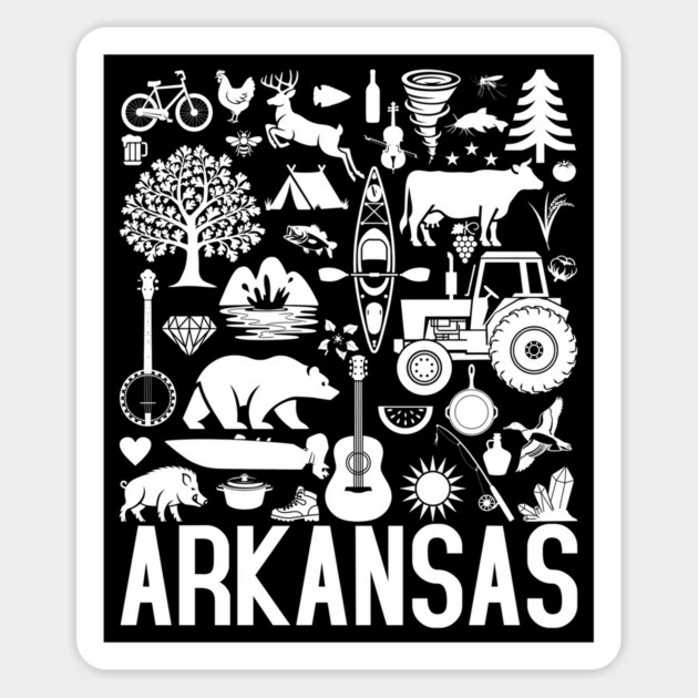 Arkansas Identifiers (white artwork) Sticker by rt-shirts