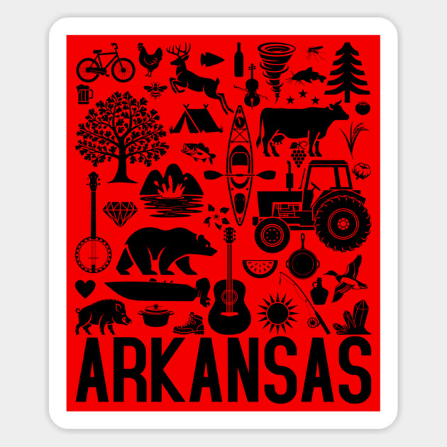 Arkansas Identifiers (black artwork) Sticker by rt-shirts