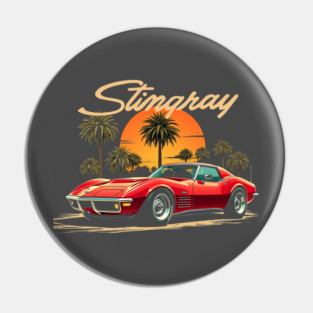 Retro Sunset Corvette C3 Pin