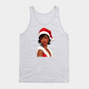 African American Woman Santa, Black Mrs Santa Claus Tank Top