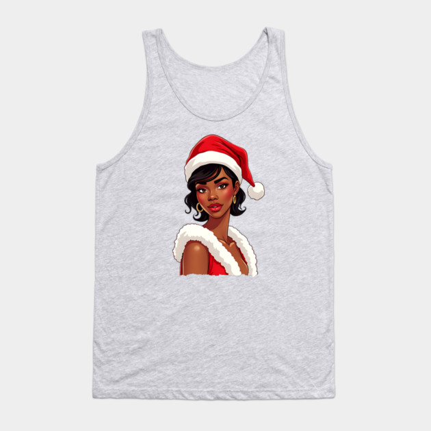 African American Woman Santa, Black Mrs Santa Claus Tank Top by UrbanLifeApparel