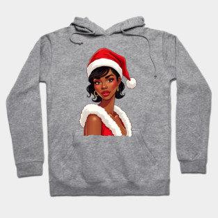 African American Woman Santa, Black Mrs Santa Claus Hoodie