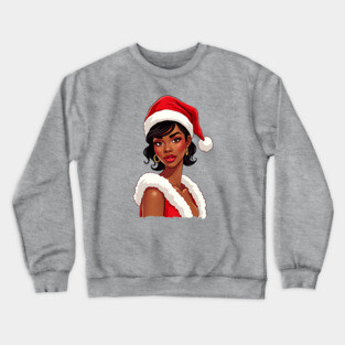 African American Woman Santa, Black Mrs Santa Claus Crewneck Sweatshirt
