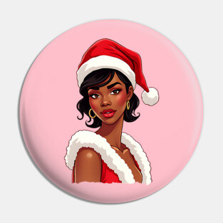 African American Woman Santa, Black Mrs Santa Claus Pin